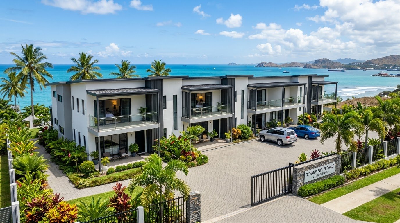 Ocean-view town units for sale on Airvos Avenue, Port Moresby